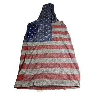 BKLYNSURF Shirt Mens Small Flag Print Hooded Sleeveless Shirt